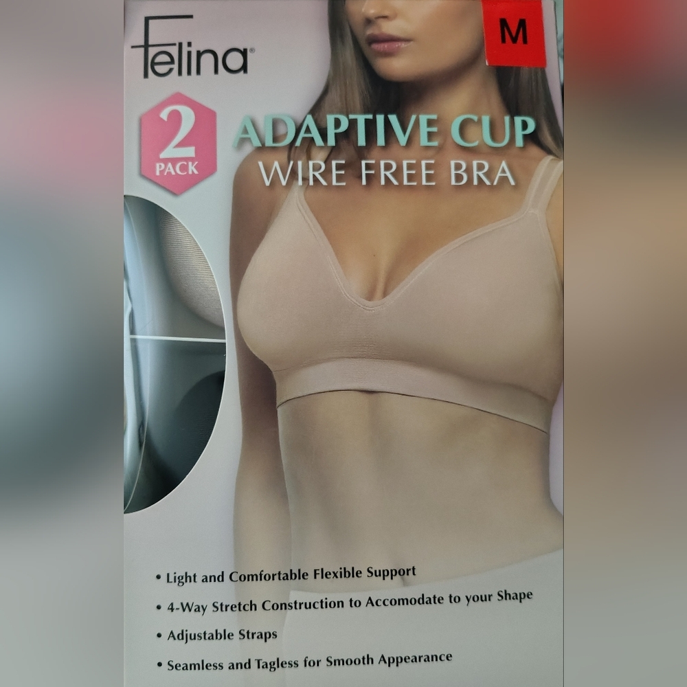 Felina Ladies' Adaptive Cup Wire Free Seamless Bra 2-Pack